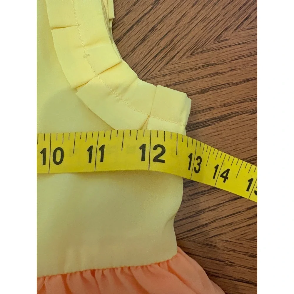 Gymboree Girls Yellow Orange Colorblock Ruffle Sleeveless Dress Size 8 Summer